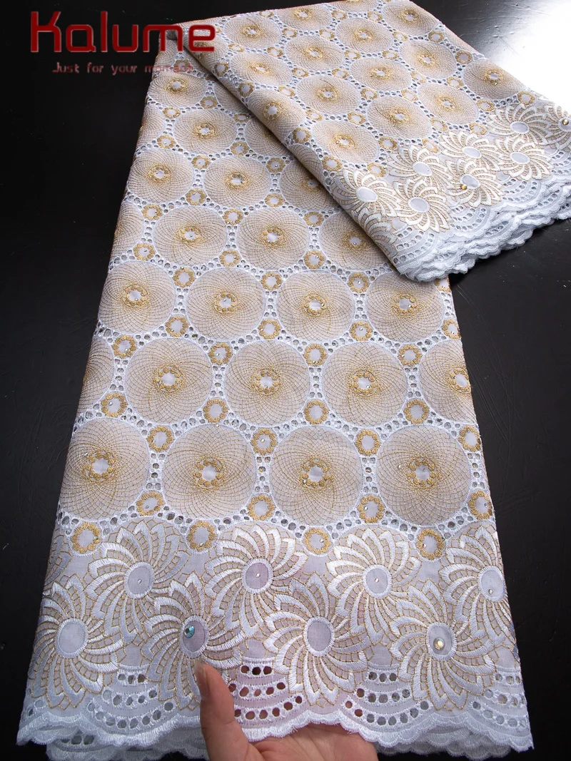 Kalume Luxury Swiss Voile Lace Dry Fabric 2025 Embroidery African Lace Fabric Cotton Fabric for Nigeran Party Wedding F4233