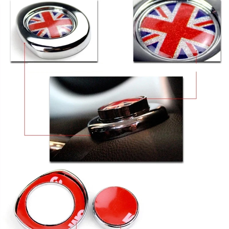 3D Metal Car One-click Start Button Cover Stickers For MINI Cooper R55 R56 R57 R58 R59 R60 Auto Interior Decoration Accessories