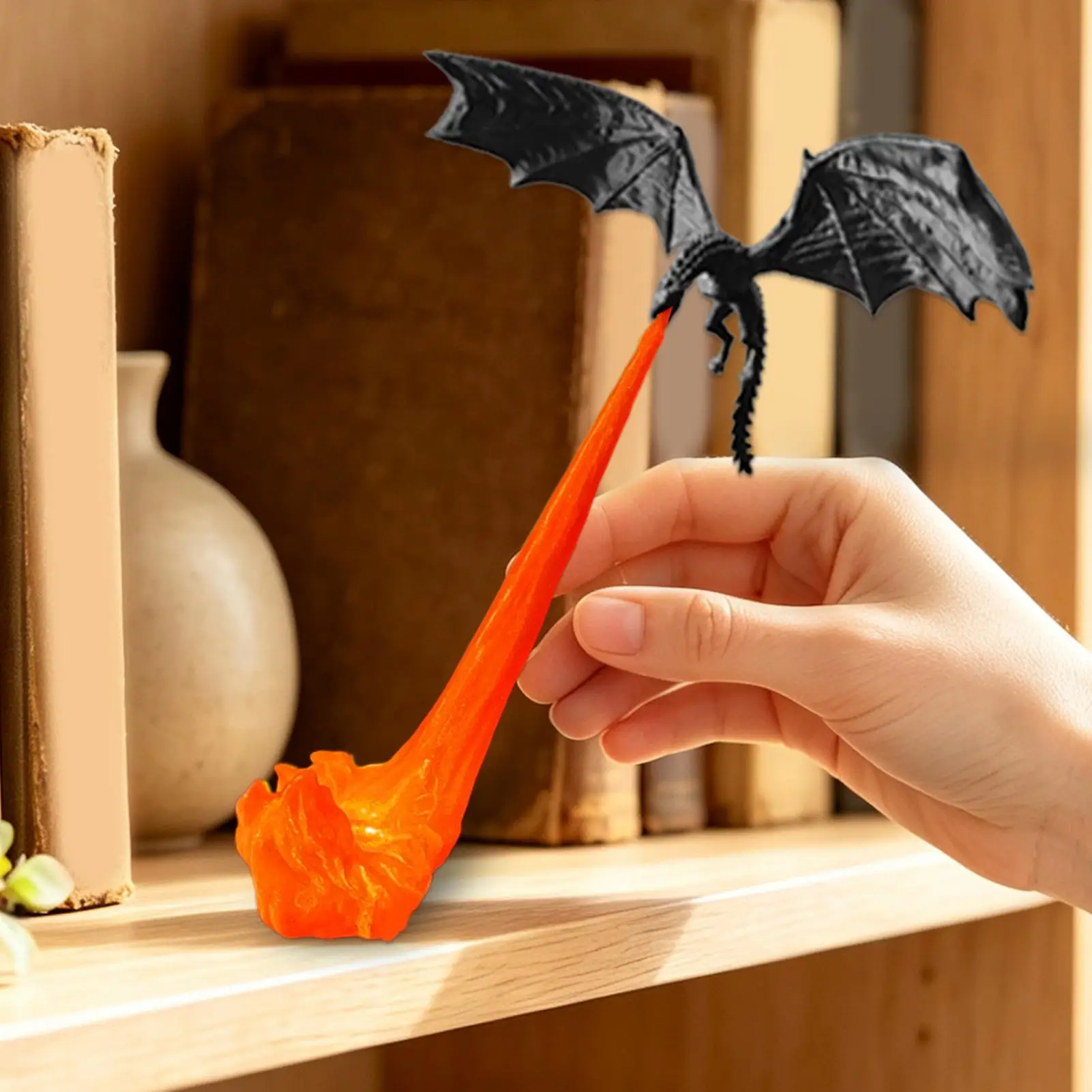Dragon Shaped Bookshelf Corner Light 3D Printed Fire Breathing Fantasy Bookshelf Decor Flying Dragon Lamp Halloween decoration