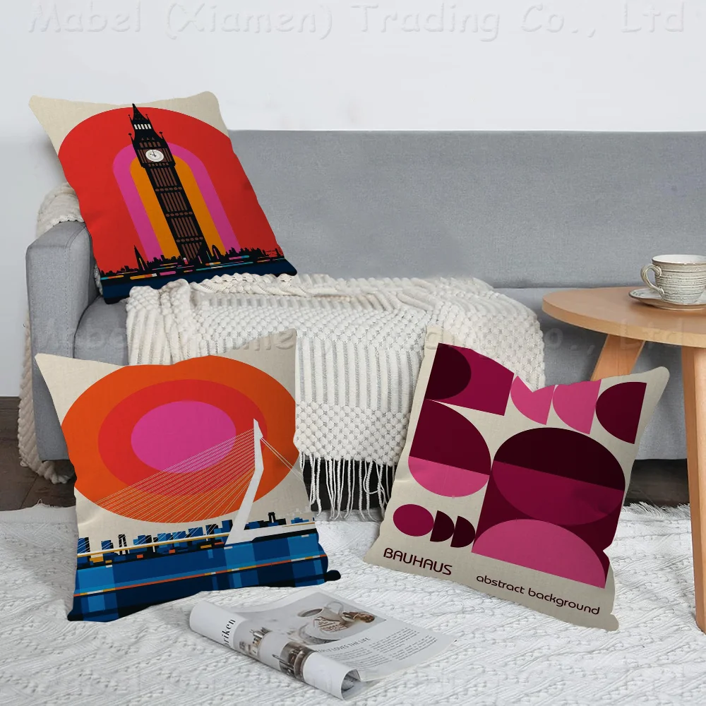 

Colorful Bauhaus Geometric Exhibition Pillow Gift Home Office Decoration Pillow Bedroom Sofa Car Cushion CoverPillow Case