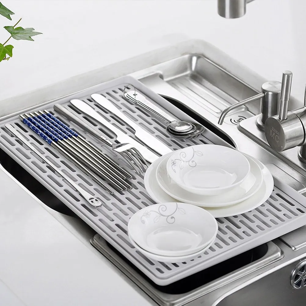 

Double-Layer Draining Saucer Plastic Kitchen Sink Protector Grid Dish Drying Mat Non Rust Drain Tray For Cabinet Hardware
