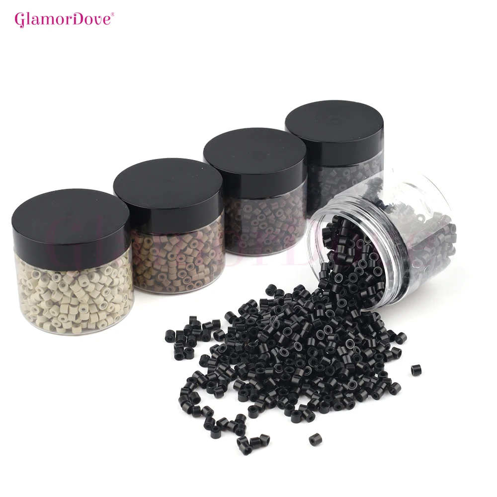 

GlamorDove 1000PCS 4mm Micro Link Beads – Color-Matched Silicone Lined Hair Extension Rings for I-Tip & Weft
