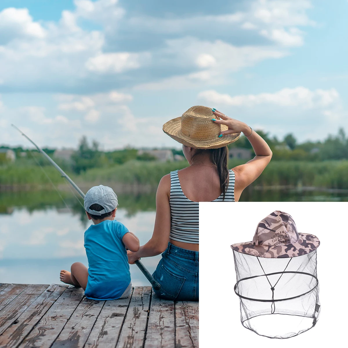 

Outdoor Anti-Mosquito Hat Grey Camouflage Foldable Face Net Fishing Camping Mountaineering Breathable Quick Dry