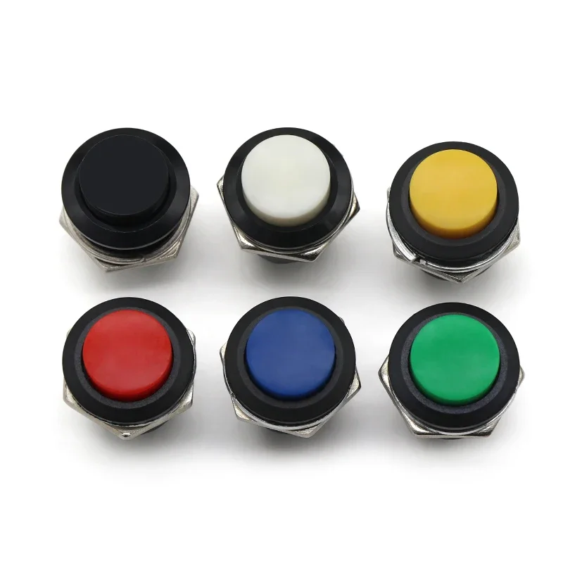 10Pcs Momentary Push Button Chuyển 16Mm Momentary 6A/125VAC 3A/250VAC Vòng Thiết Bị Chuyển Mạch R13-507 Màu Đỏ Đen màu Xanh Lá Cây Màu Trắng Xanh