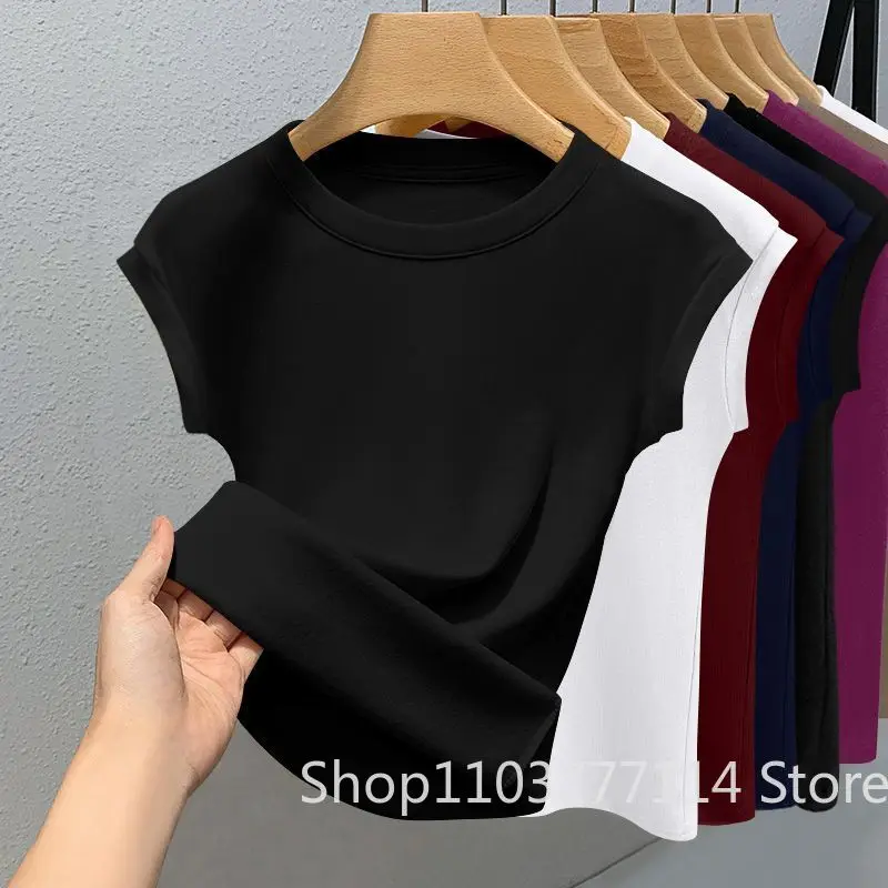 Neues ärmelloses Damen-T-Shirt, trendige Mode, lässig, schmal geschnitten, Sommer, Rundhalsausschnitt, gerippt, einfarbig, kühles, dünnes Basic-Top – Detail 8
