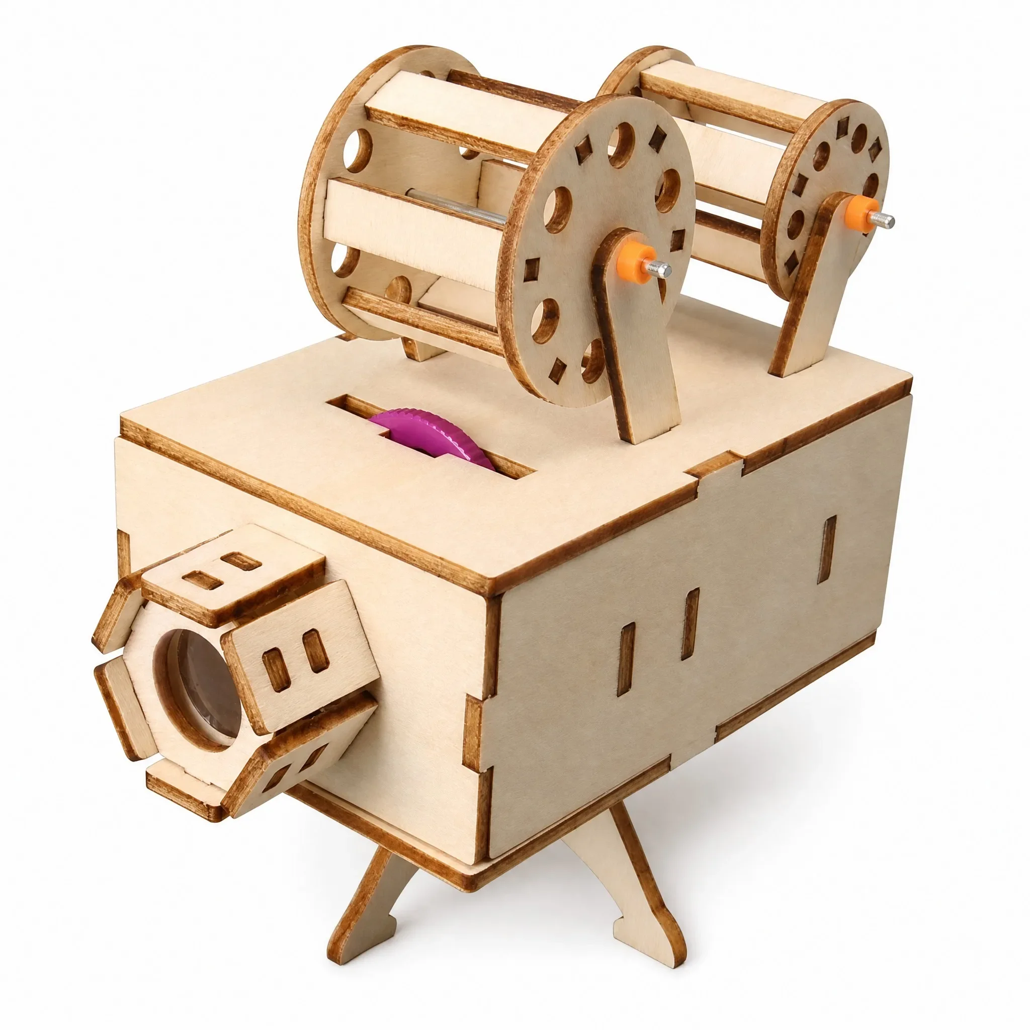 Wooden Projector DIY Kit STEM Optics Imaging Science Experiment Toy for Kids Students Educational Assembly Model Gift Set School