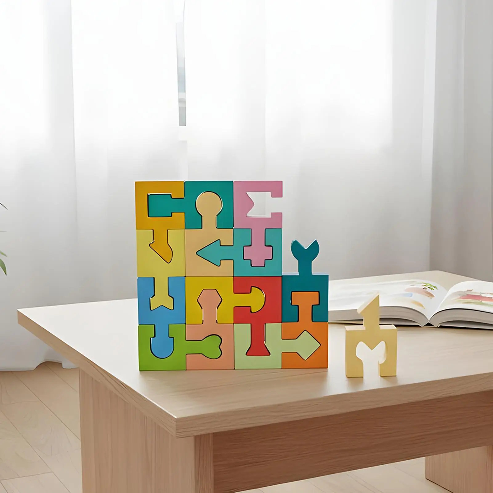 Kids Puzzle Educational Geometric Shape Matching Game 16 Pieces Jigsaw Puzzle For Boys Girls Ages 4-6 Learning Home School