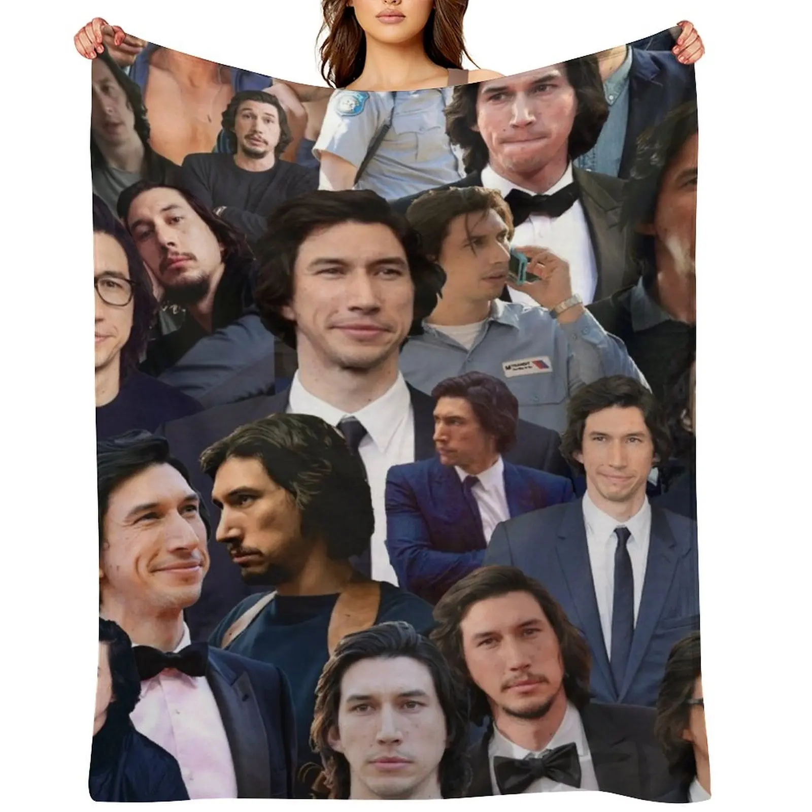 

Adam Driver Blue Collage Throw Blanket For Decorative Sofa Kid'S Plush Thin Blankets