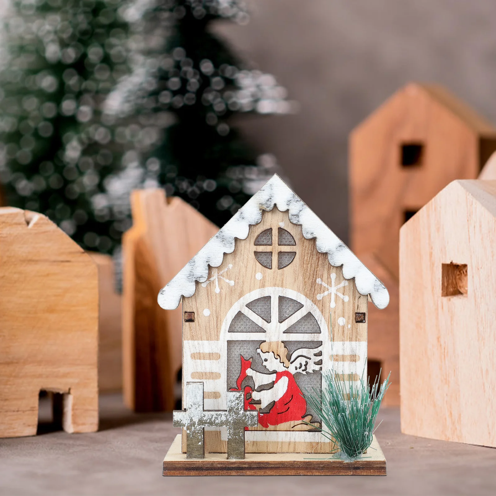 ديكور منزل خشبي متوهج Led زخرفة عيد الميلاد الصغيرة حرف خشبية مضيئة للمنزل بار مطعم متجر حفلة عيد الميلاد