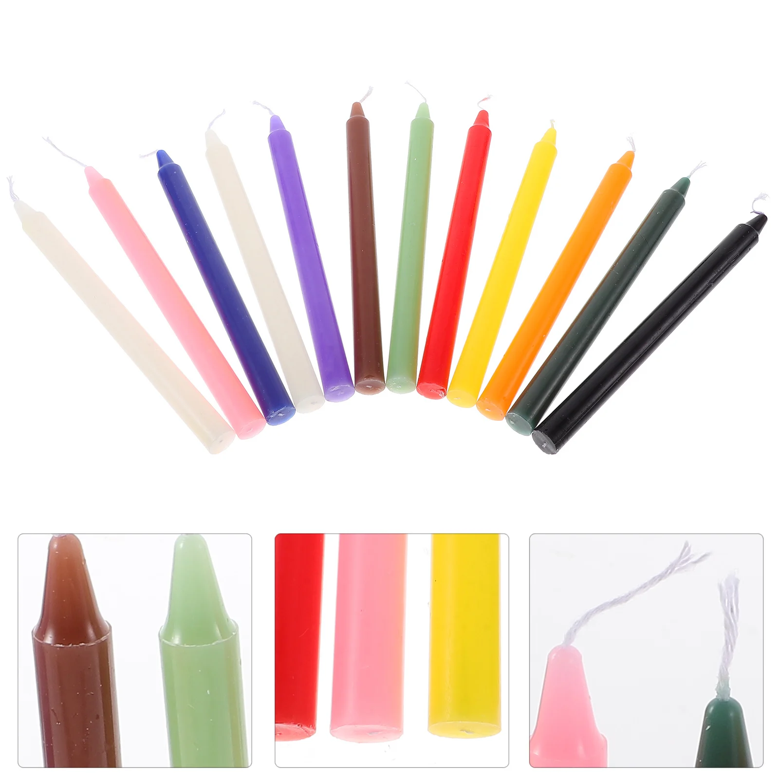 12Pcs Taper Candles Colored Long Candles Unscented Dinner Candles Decorative For Birthday Wedding Festival Romantic Candles Prop