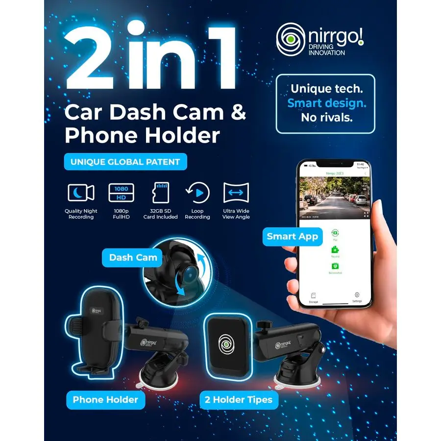 2in1 حامل هاتف السيارة جبل أمبير داش كام الذكية 1080p حلقة تسجيل كاميرا السيارة حادث الأدلة أمبير الملاحة الأساسية أمبير Ro