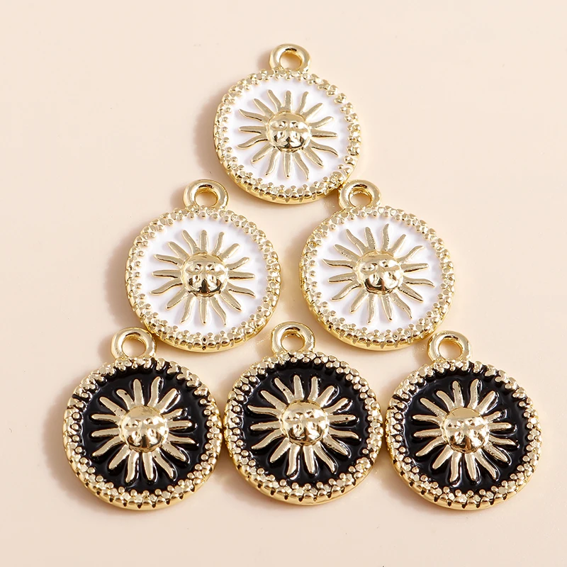 8 Stück zweifarbige Emaille-Sonnen-Mond-Charms für baumelnde Ohrringe, Armbänder, Halsketten, Schmuckherstellung, Zubehör, handgefertigter DIY-Schmuck – Detail 10