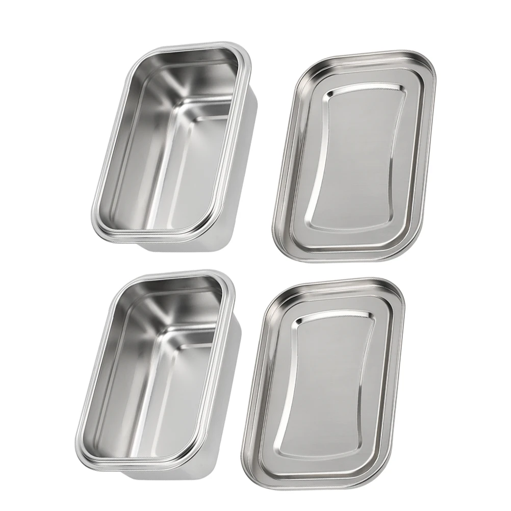 

2pcs Ice Cream Box Stainless Steel Freezer Containers Homemade Crisper Tubs Space Saving Metal Snack Food Storage Ice Cream