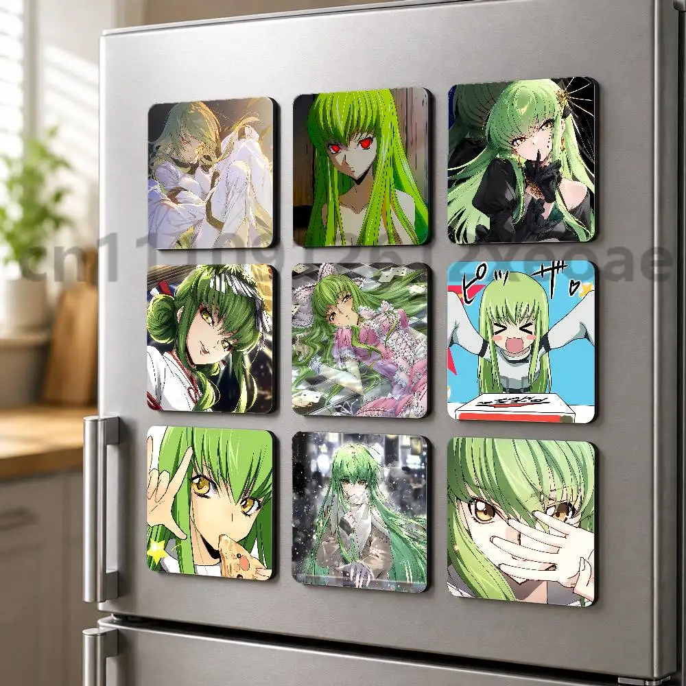 G-Geass C.C CODE Creative Square Fridge Magnet Cartoon PVC Refrigerator Decor Gift for Home Office