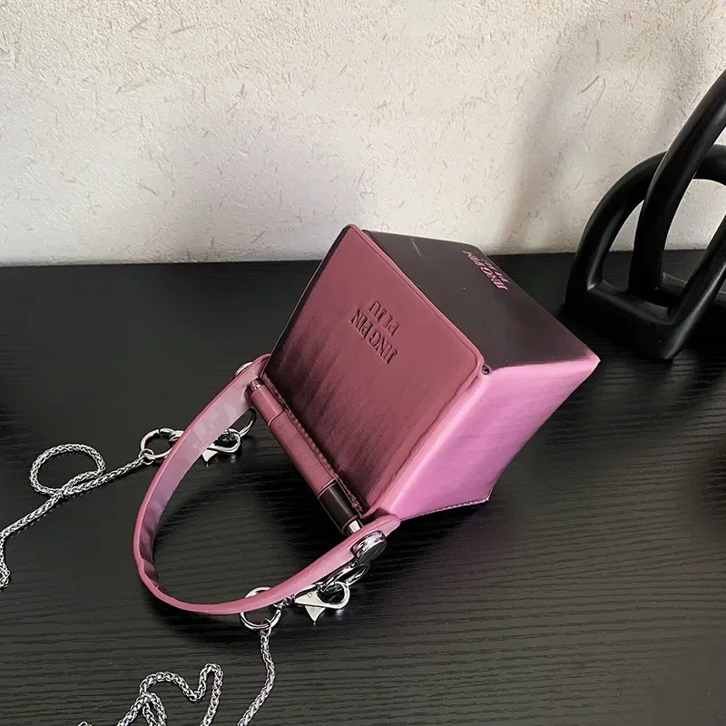 Ombre Cube Bag 2025 Color Gradient Convertible Shoulder Bag Detachable Chain Trendy Women Box Purse