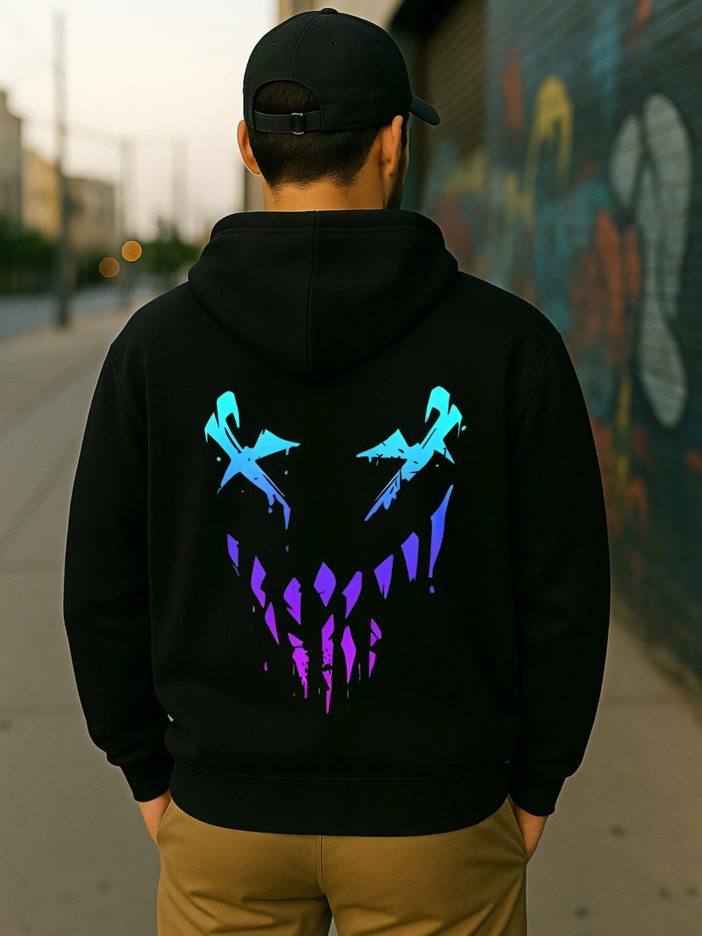 هوديي برسومات جرافيك للرجال، نمط ملابس الشارع مع طباعة كرتونية، قماش ناعم، للارتداء اليومي، للشباب