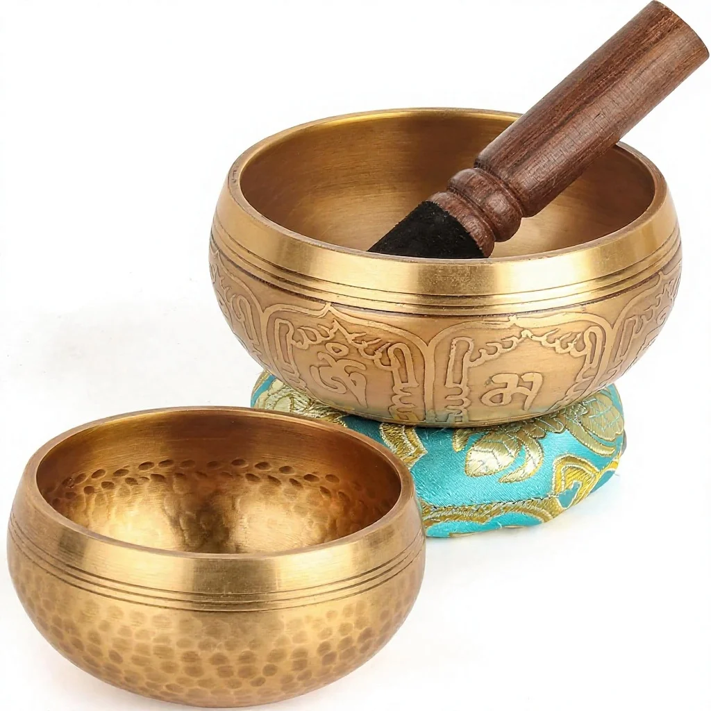 2-Pack Tibetan Singing Bowls Set 100% Handmade Metal China Sound Bowl Meditation Yoga Chakra Healing Gifts Women (Blue