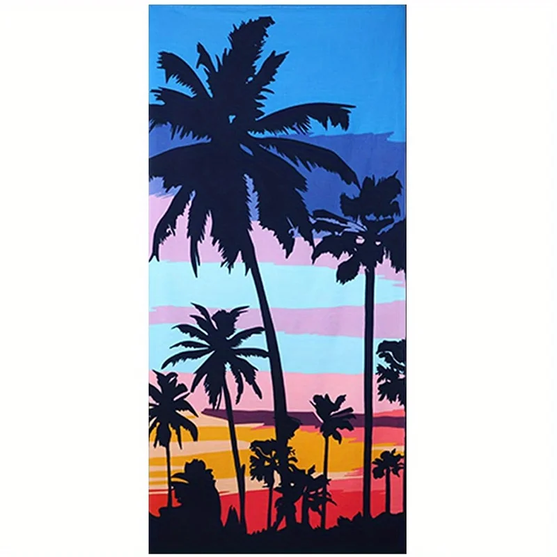 Strandtuch, Sommer-Palmen-Druckmuster, Sonnenschutz, winddicht, geeignet für Pool, Camping, Reisedecke