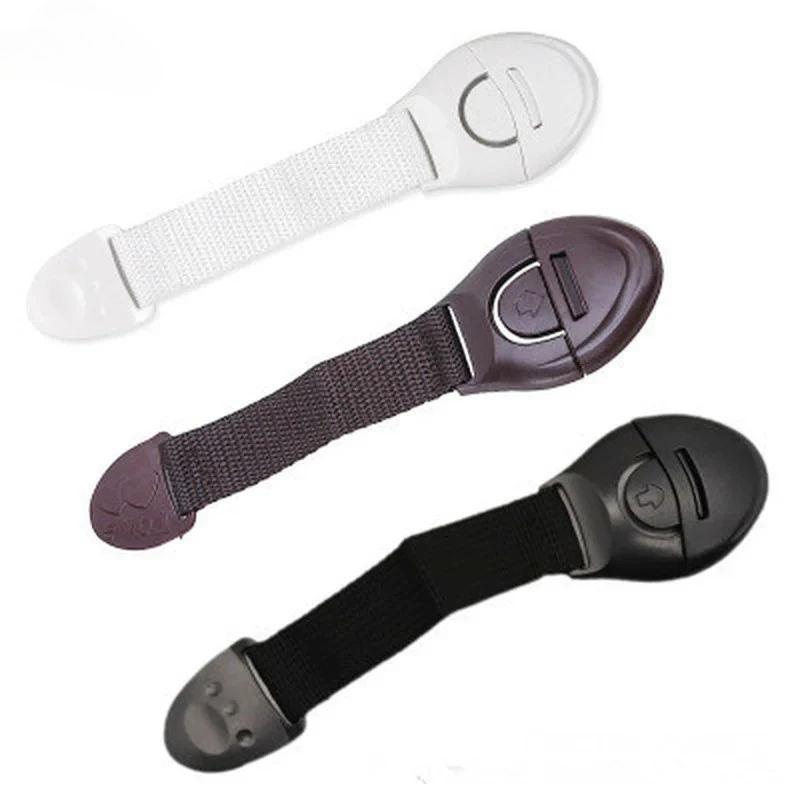 New 3pcs Coffee Black White Baby Safety Lock Child Toddler Cabinet Drawer Refridgerator Lock for Kids Protection Straps Locks