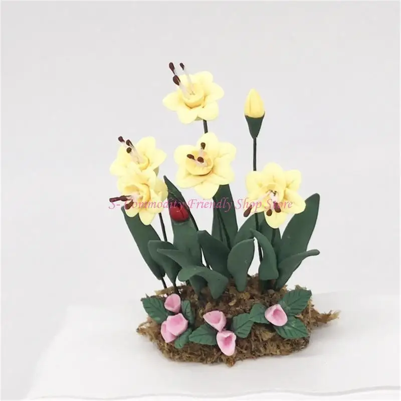85AE – plantes maison poupée, figurine fleur jaune, modèle fleur, décorations pour maisons poupée, accessoires