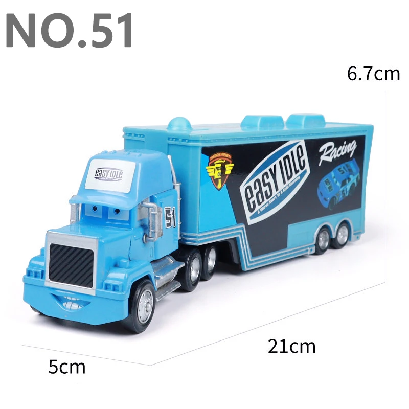 Pixar Cars Greg Candyman's Hauler Modellauto Anime-Figur Mack Container Trucks Semi-Hauler Dinoco Racing Spielzeug Kindergeschenke – Detail 31