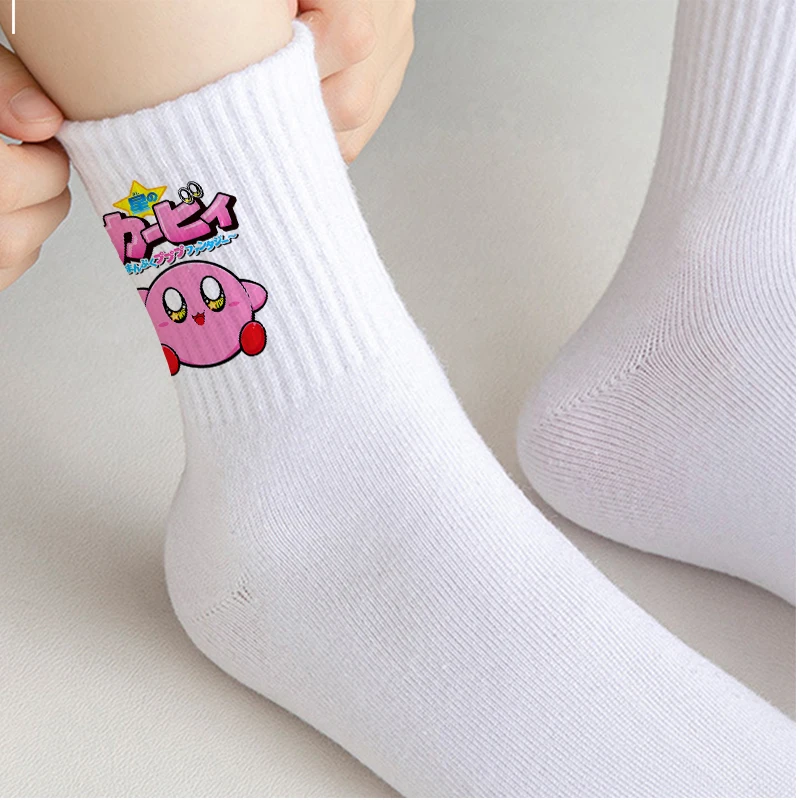Cartoon Kirby Stockings Women Breathable Cotton Long Socks Kawaii Cute Print Ankle Stockings Female All-Season Socks view 2