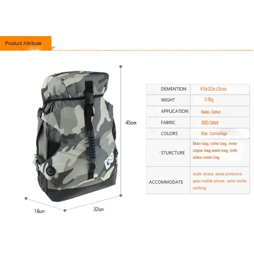 Unisex Professional Roller Skates Backpack Inline Skates Skating Shoes Boots Carry Bag Outdoor Sports Backpack Durable SportsBag image 6