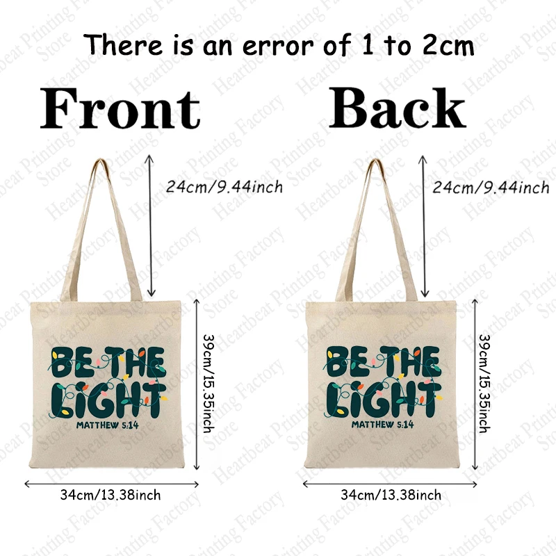 Be The Light Matthew 5:14 Pattern Tote Bag Canvas Shoulder Bag Women\'s Reusable Shopping Bags Trendy Folding Shoulder Bag
