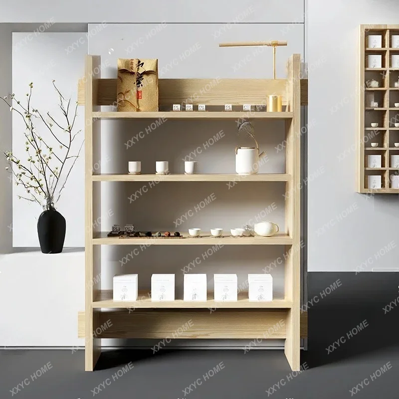 XXNakajima Cabinet Tea Shop Gift Display Cabinet Flow Table Chinese Shelf Ceramic Commodity Display Cabinet Shelf