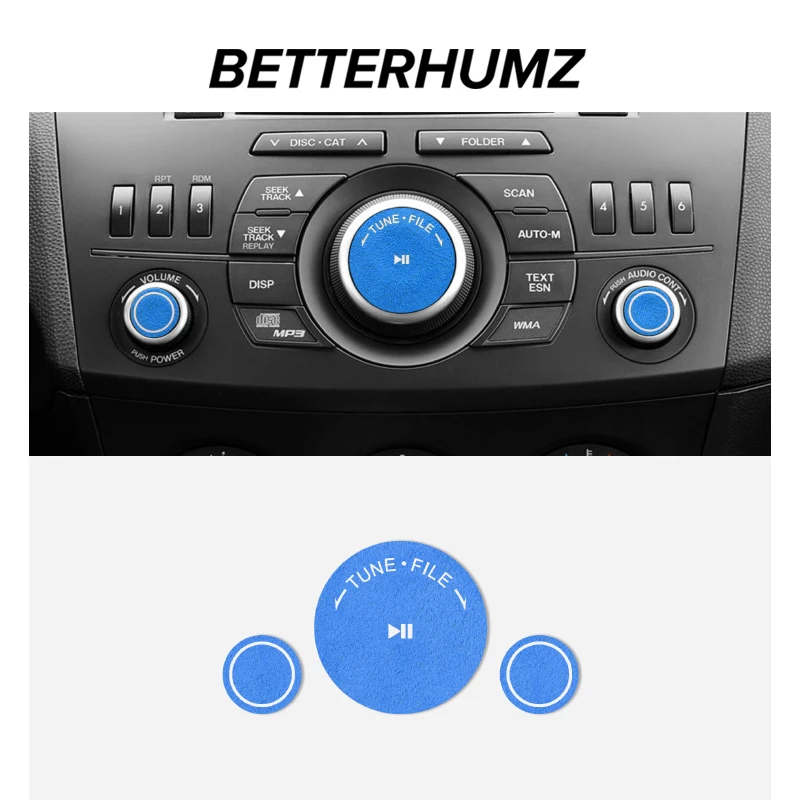 For Mazda 3 Axela 2010-2013 Made of Alcantara Carbon Fiber Center Console Volume Knob Trim Sticker Car Interior Accessories