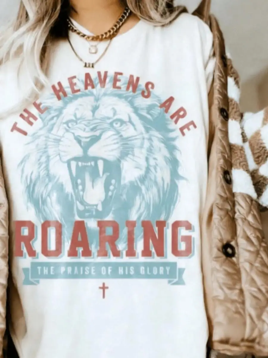 Boho Shirts The Heavens Are Roaring TShirts Bible Verse Shirt Christians T Shirts Jesus Apparel Faith Based Shirt