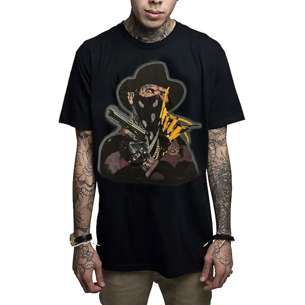 Men's Elm St. Short Sleeve T Shirt Black Clothing parel Horror Tatt...  Tees Cotton Luxury brand vintage oversized