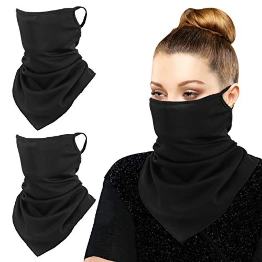 

Scarf Mask Bandana with Ear Loops 3 Pack, Neck Gaiter Balaclava Dust UV Sun Protection Outdoors Face Mask for Women Men