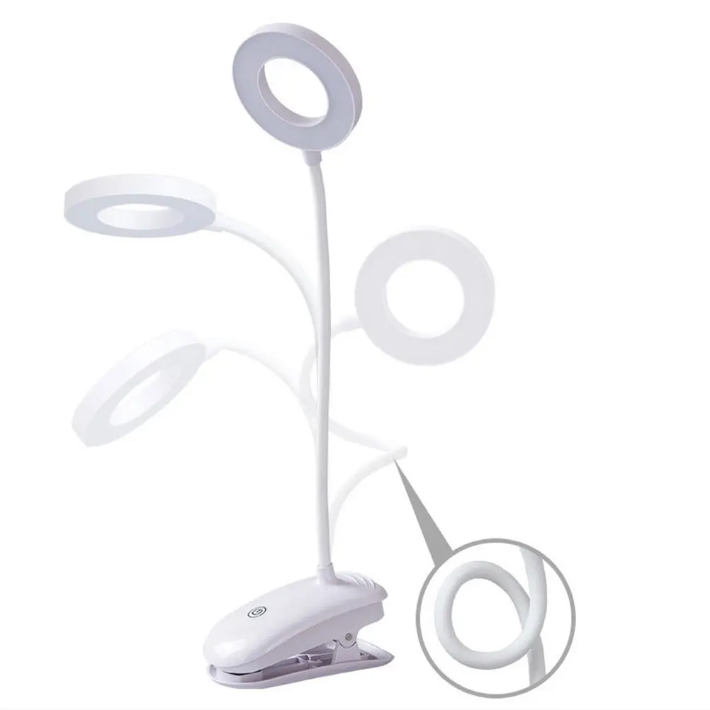 مجموعة واحدة من مصابيح مكتب LED قابلة لإعادة الشحن، قابلة للتعديل وقابلة للطي لحماية العين، ضوء القراءة للدراسة بجانب السرير، مصباح ليلي بمشبك USB