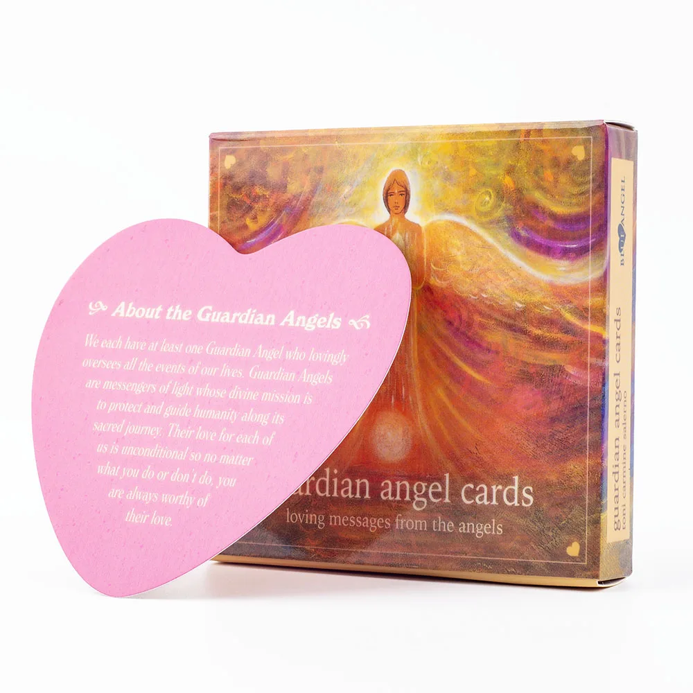 Gudian Angel Cards Herzförmige englische Oracle-Karte, 46-Karten, liebevolle Nachrichten aus den Engeln – Detail 1