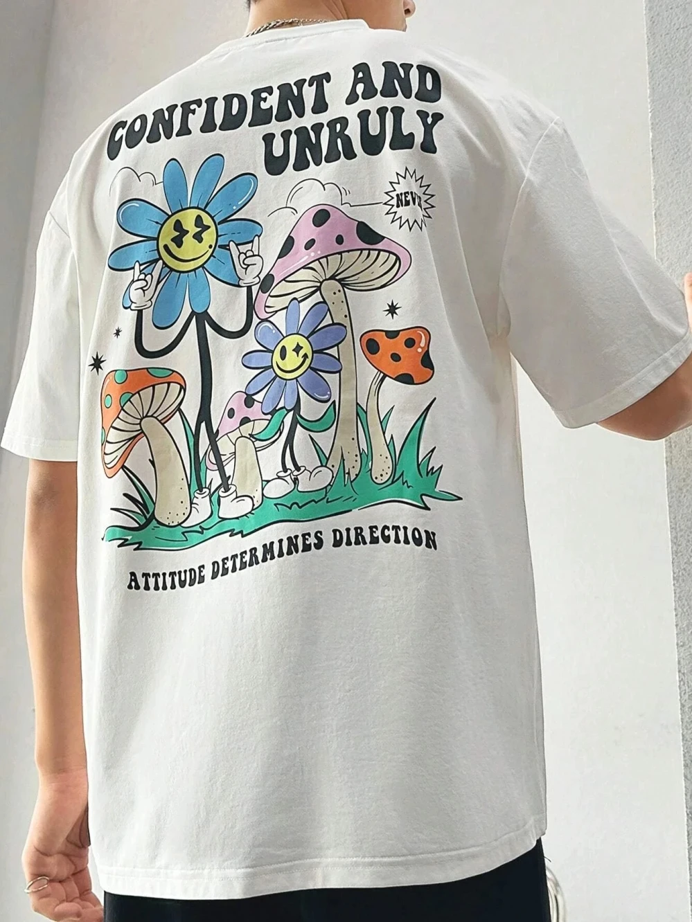 

Confident And Unruly Attitude Determines Direction Men T Shirt Cotton Shirt Street Loose T-Shirts Breathable Short Sleeve 71707