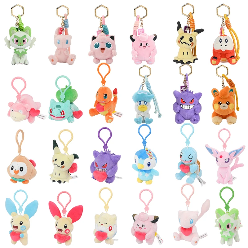 Original Potdemiel Piplup Gengar Schlüsselanhänger Plüschtiere Clefairy Slowpoke Jigglypuff Eevee Mimikyu Rowlet Anhänger Plüschpuppen – Detail 2