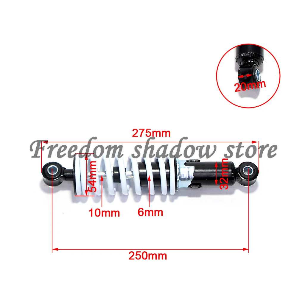 

Передний амортизатор 250 мм, 6 мм, пружинная регулируемая замена, подходит для ATV Go Kart Buggy Scooter