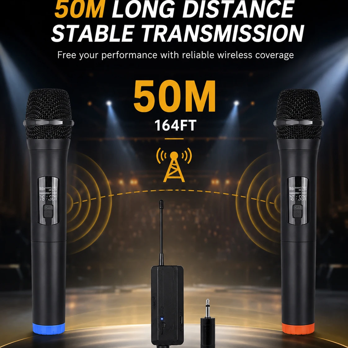 AY-T2 Professional 2.4G Wireless Microphone Stage Singing Dynamic Handheld Mic Plug and Play For Family Karaoke Vocal Recording
