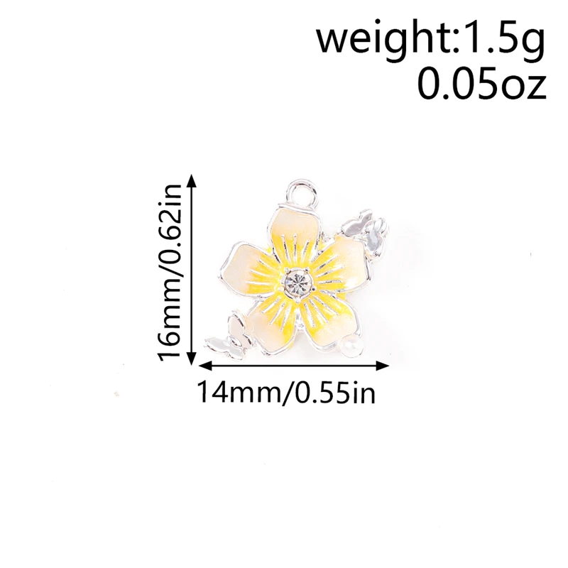 5 Stück niedliche, gemischte Kristall-Metall-Blumen-Anhänger zum Basteln von Ohrringen, Halsketten, Armbändern, DIY-Handarbeiten und Schmuckzubehör – Detail 8
