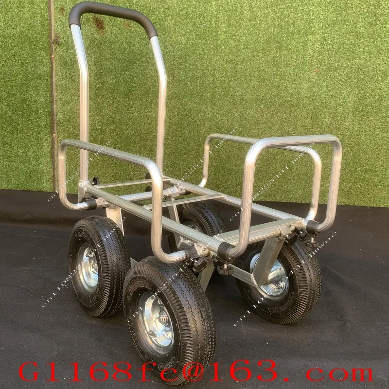 Aluminum Four-wheel Silent Flat Trolley with Frame Four-wheel Pulling Flat Trolley