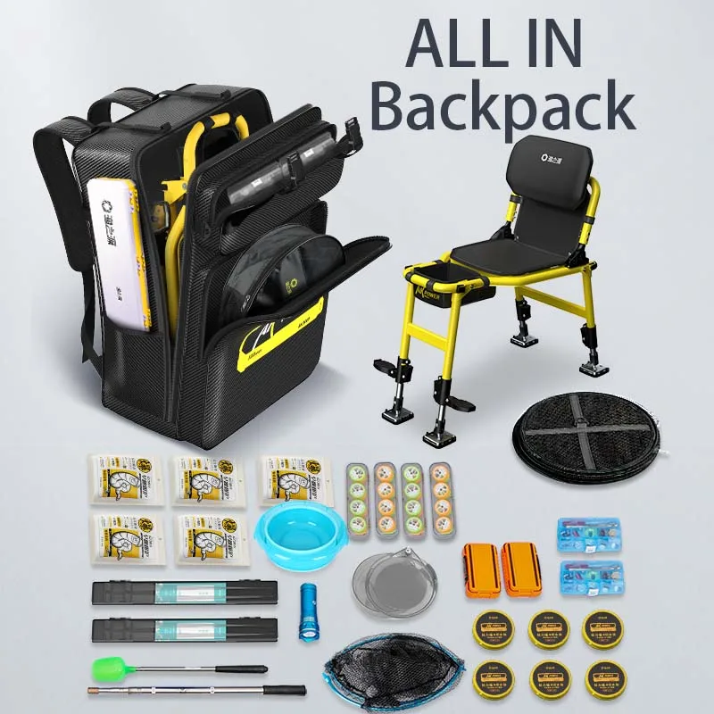 yuzhiyuan Multi-Purpose Fishing Backpack Lightweight Large Capacity Fit with Fishing Chair Breathable Mesh Divider Fishing Bag