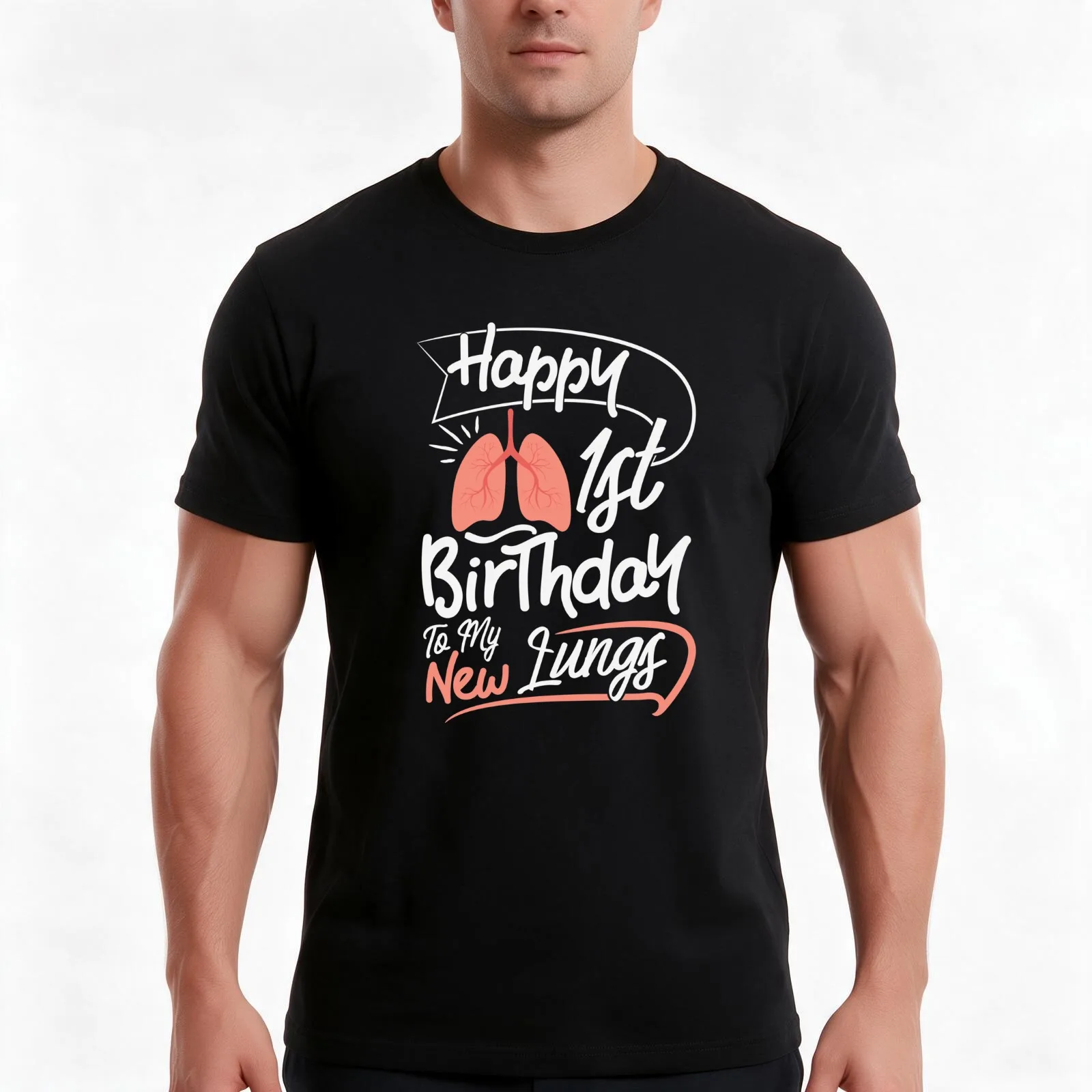 Lung Transplant Recipient Anniversary design 1st birthday Funny T-Shirt, Summer Casual Cotton Tee, Oversized Streetwear Tops