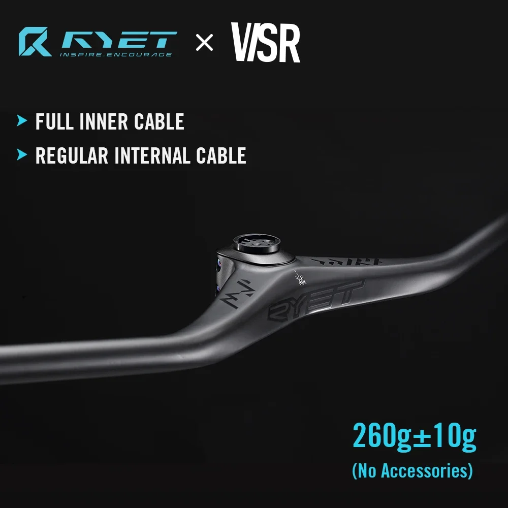 

RYET Carbon MTB Handlebar 780mm -12° Full Internal Cable Routing Integrated One-Piece Flat Bar for AM XC Mountain Bike