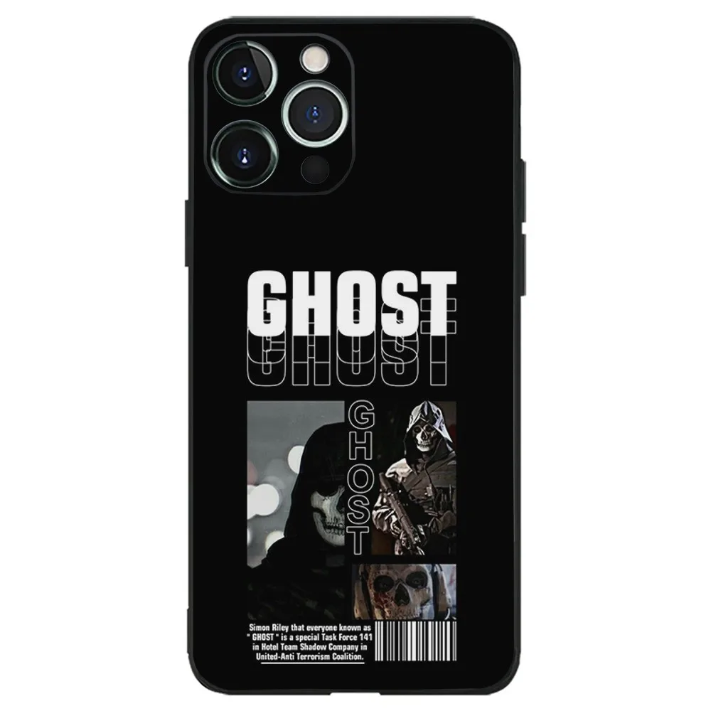 C- COD Call Of D-Duty Ghost Phone Case for Apple iPhone, 13, 14,13,12,11,XS,XR,X,8,7,Pro,Max,Plus, Mini Silicone Cover Black