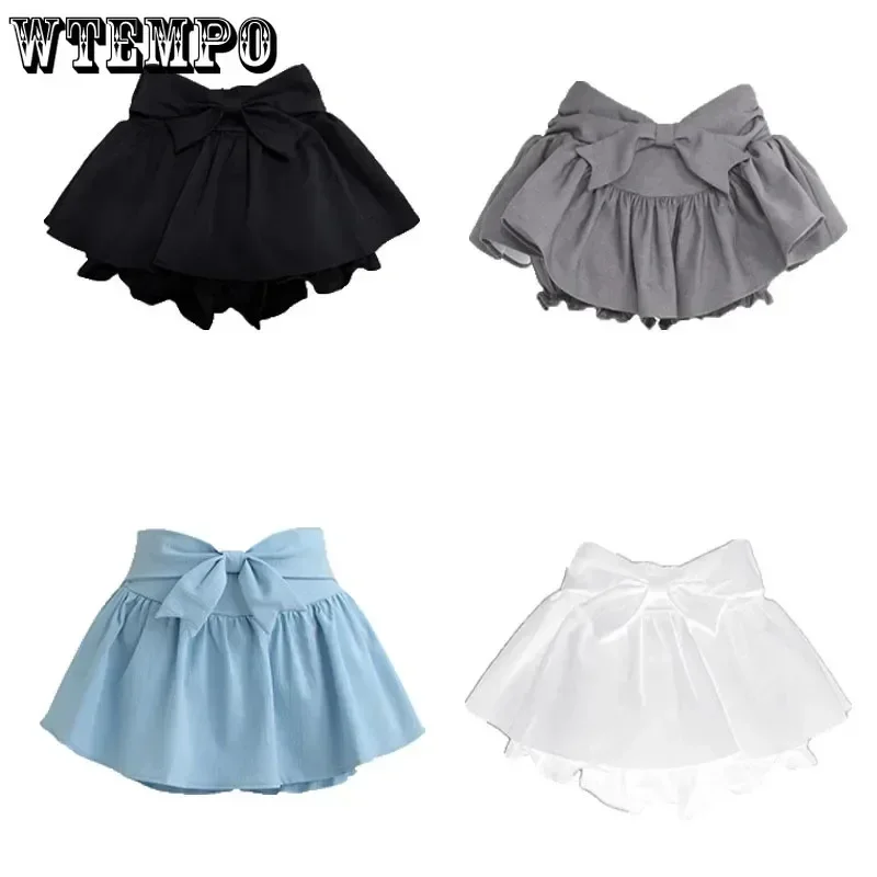 Cute Fluffy Cake Skirt Sky Blue Bow Women Mini Skirt Slim Sexy Hotsweet American Hottie Preppy Style Korean Fashion Summer