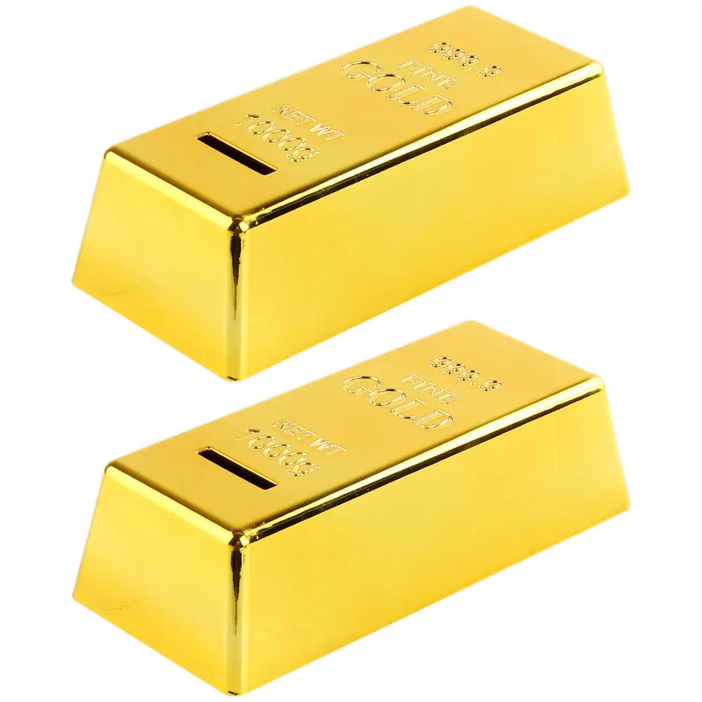 

Набор из 2-х золотых сберегательных банок-копилок для детей, пластиковые копилки для монет, декоративные креативные настольные копилки для дома