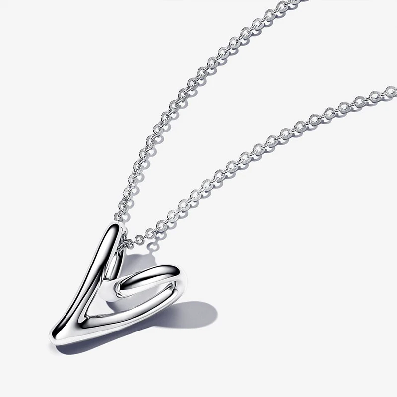 Fashion Trend 2024 New Style Recommendation S925 Sterling Silver Organic Shape Heart Shape Wedding Anniversary Necklace