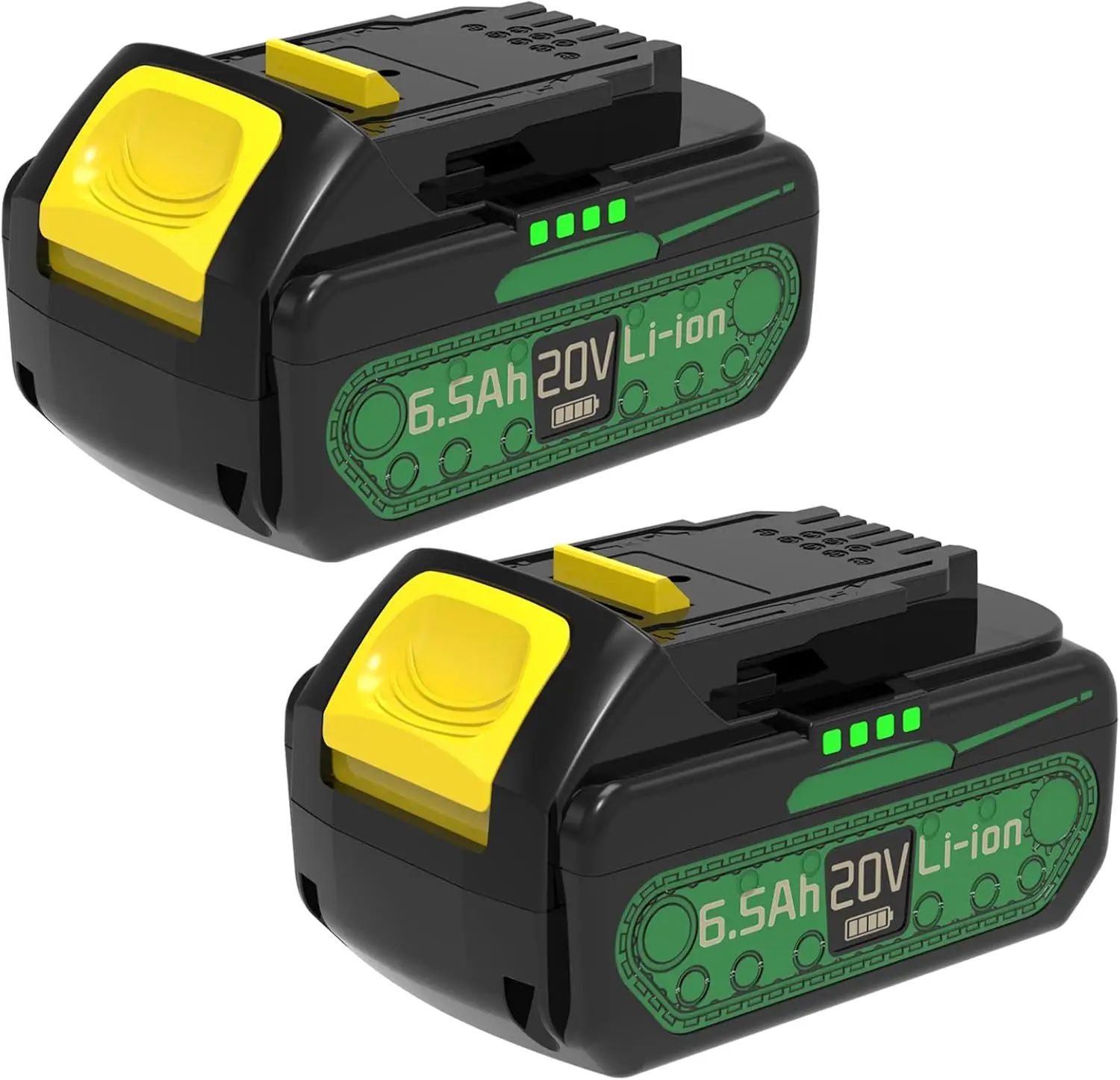 

2 комплекта аккумуляторов 20В 6.5Ач повышенной емкости для Dewalt - Долговечная работа на весь день для тяжелых задач, совместимы с DCB200 DCB20