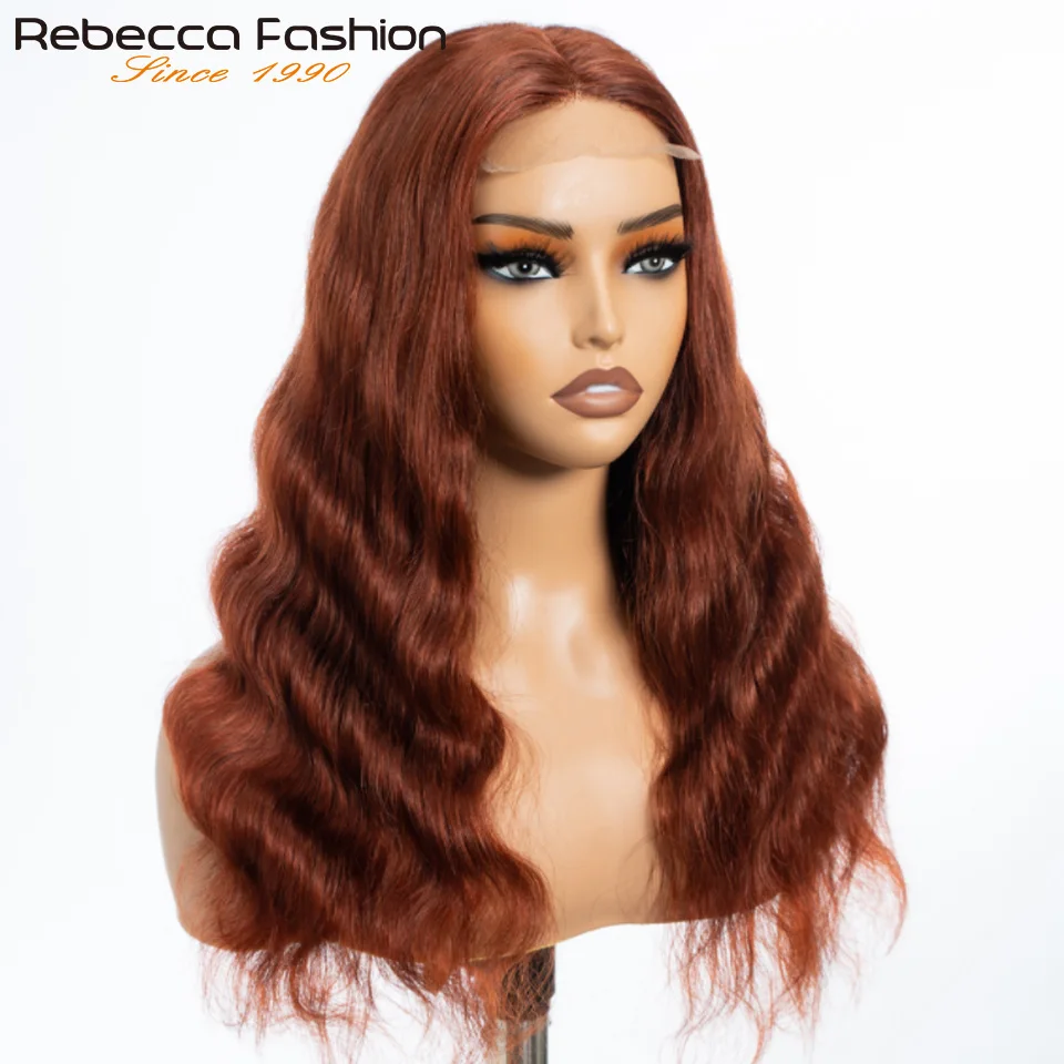 22 24 inches Reddish Brown Color#33A Body Wave 4x4 Lace Front Wigs Human Hair Transparent Lace For Black Women 180% Pre Plucked